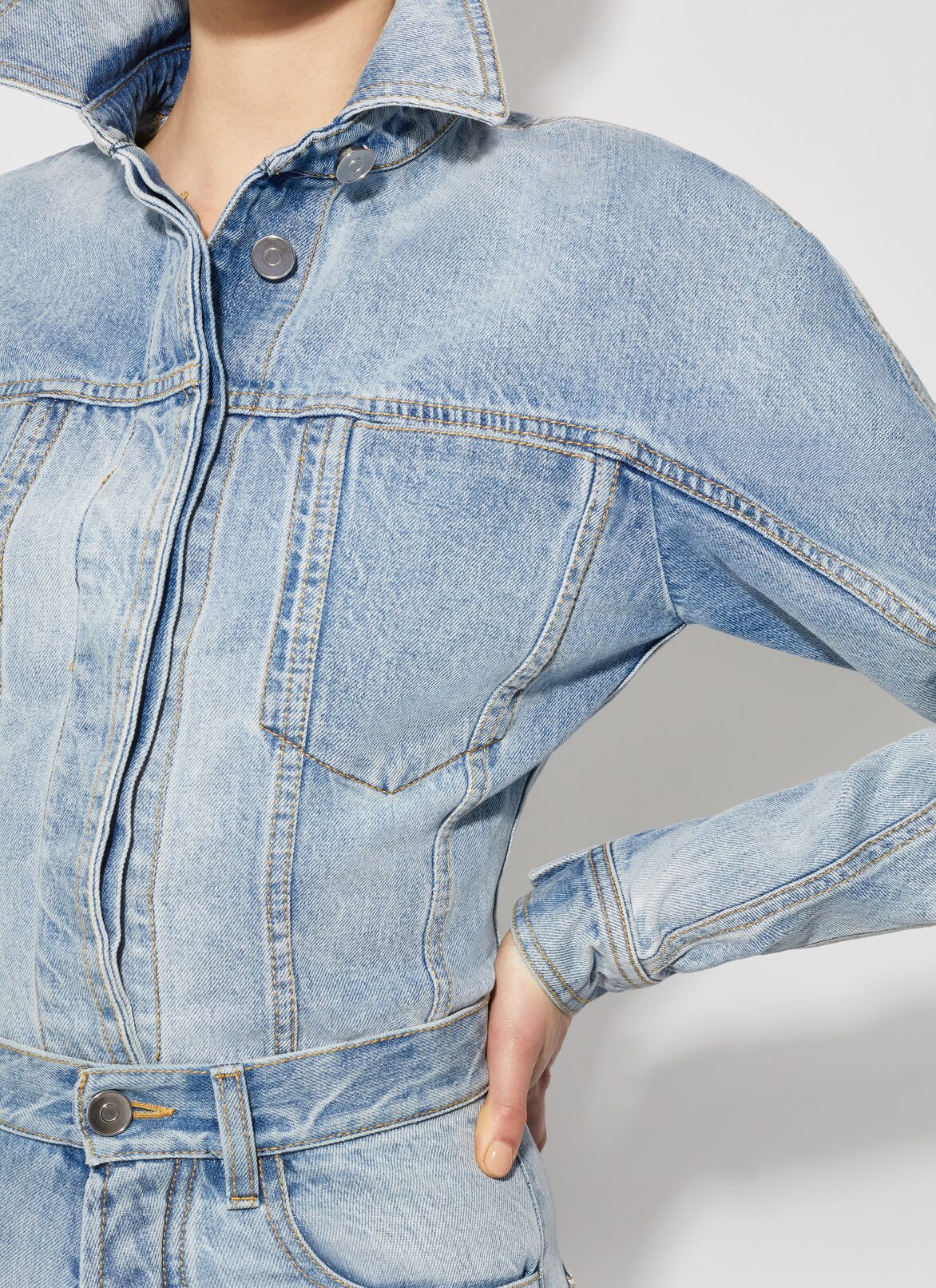 Fitted denim jacket ALAÏA BLUE FITTED DENIM JACKET